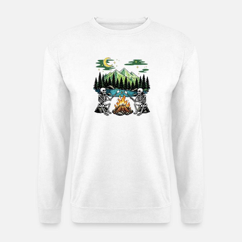 Skeleton Campfire Night Marshmallow Camping Camp - Unisex Sweatshirt - white