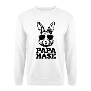 Papa Hase - Ostern Vatertag - Unisex Pullover - Weiß - Vorne - Alina (178cm) & Michal (187cm)