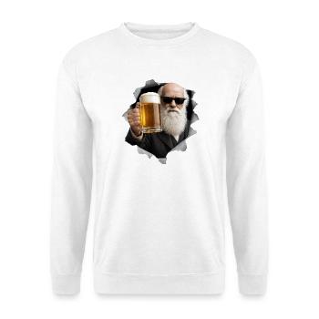 Charles Darwin holds a beer - Unisex Sweatshirt - white - Front
