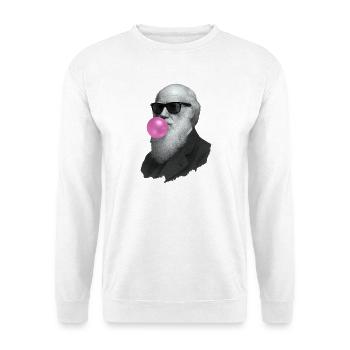 Charles Darwin mit Kaugummi und Sonnenbrille - Unisex Pullover - Weiß - Vorne