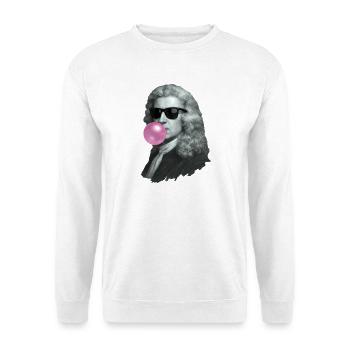 Isaac Newton mit Kaugummi und Sonnenbrille - Unisex Pullover - Weiß - Vorne