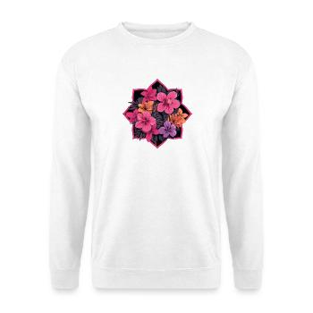 Hibiscus frame in neon pink - Unisex Sweatshirt - white - Front