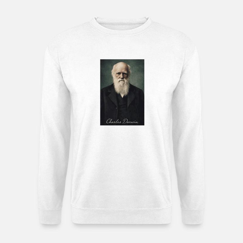 Charles Darwin Porträt - Unisex Pullover - Weiß