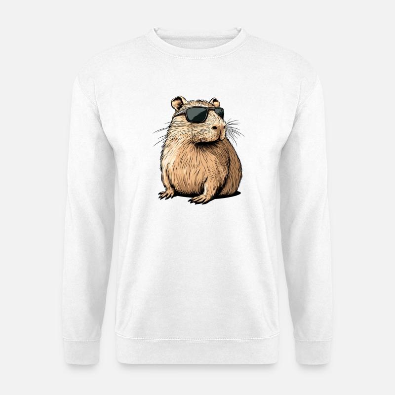 Capybara mit Sonnenbrille - Unisex Pullover - Weiß