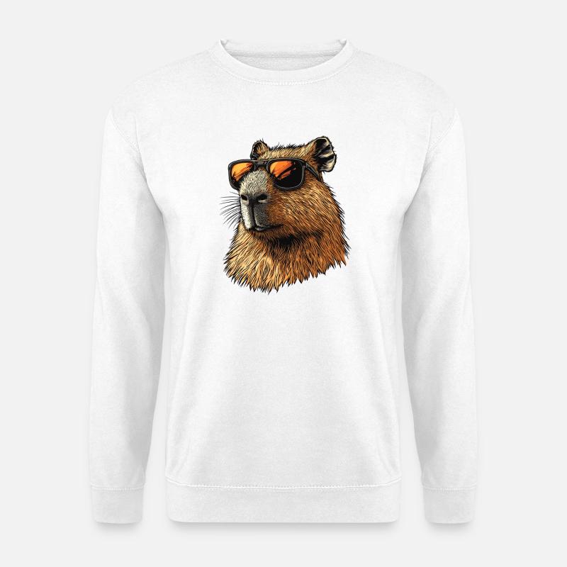 Capybara mit Sonnenbrille - Unisex Pullover - Weiß