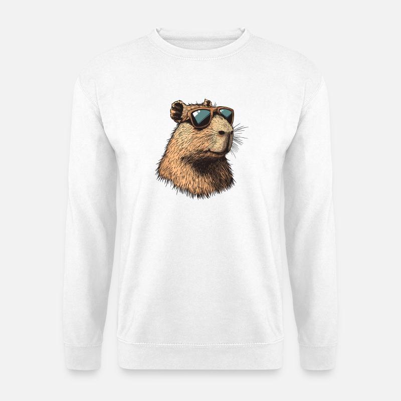 Capybara mit Sonnenbrille - Unisex Pullover - Weiß