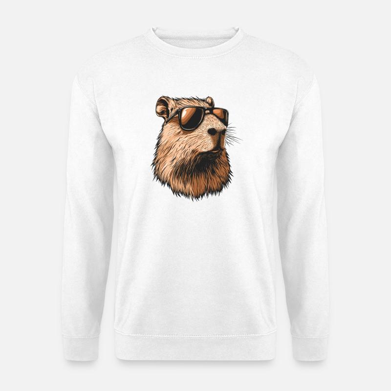 Capybara mit Sonnenbrille  - Unisex Pullover - Weiß