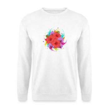 Hibiskus Farbenexplosion - Unisex Pullover - Weiß - Vorne