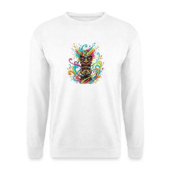 Masque Tiki dans une explosion de couleur - Sweat-shirt Unisexe - blanc - Devant