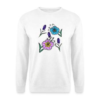 Sommer Garten Blumen Retro Blume - Unisex Pullover - Weiß - Vorne