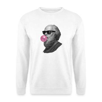 Socrates mit Kaugummi und Sonnenbrille - Unisex Pullover - Weiß - Vorne