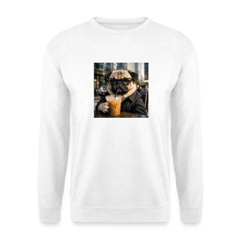Pug Coffee Break Funny Realistic Dog Lovers - Unisex Sweatshirt - white - Front