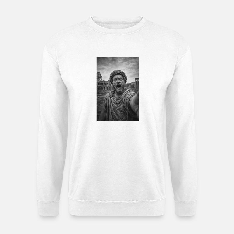 Marcus Aurelius Selbstporträt - Unisex Pullover - Weiß