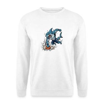 Fußball Hai Cartoon Sportlicher Angriff - Unisex Pullover - Weiß - Vorne
