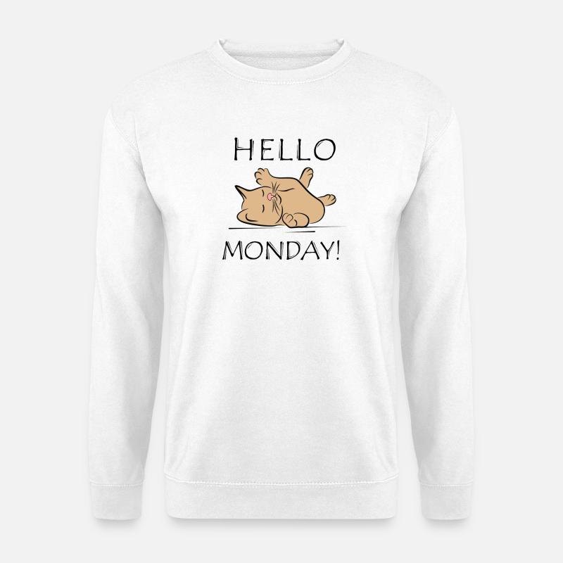Lazy Cat Monday Later No - Unisex Sweatshirt - white