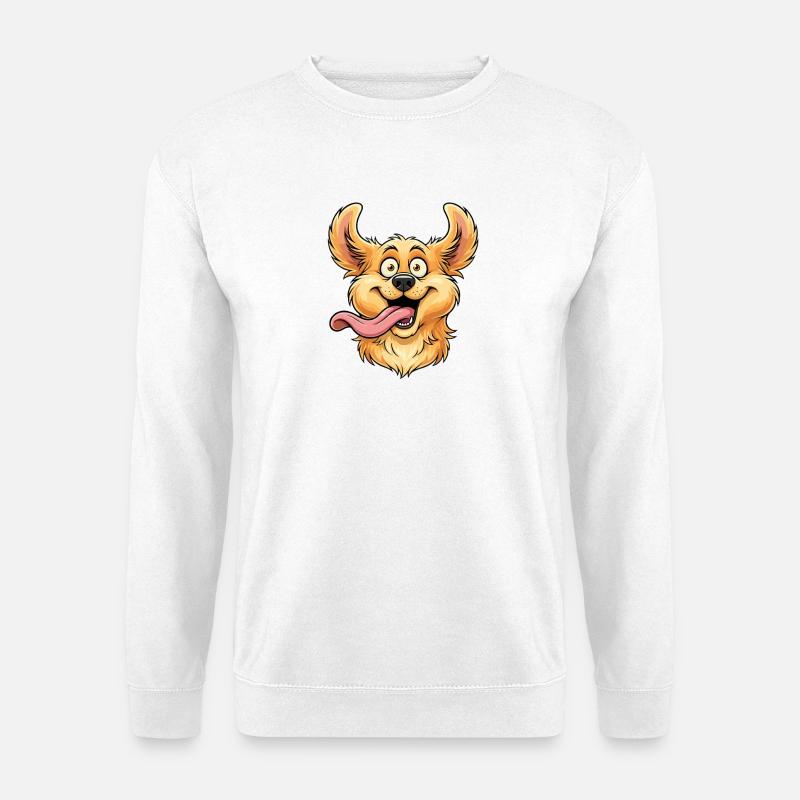 Fröhliches Hundegesicht mit Zunge - Unisex Pullover - Weiß