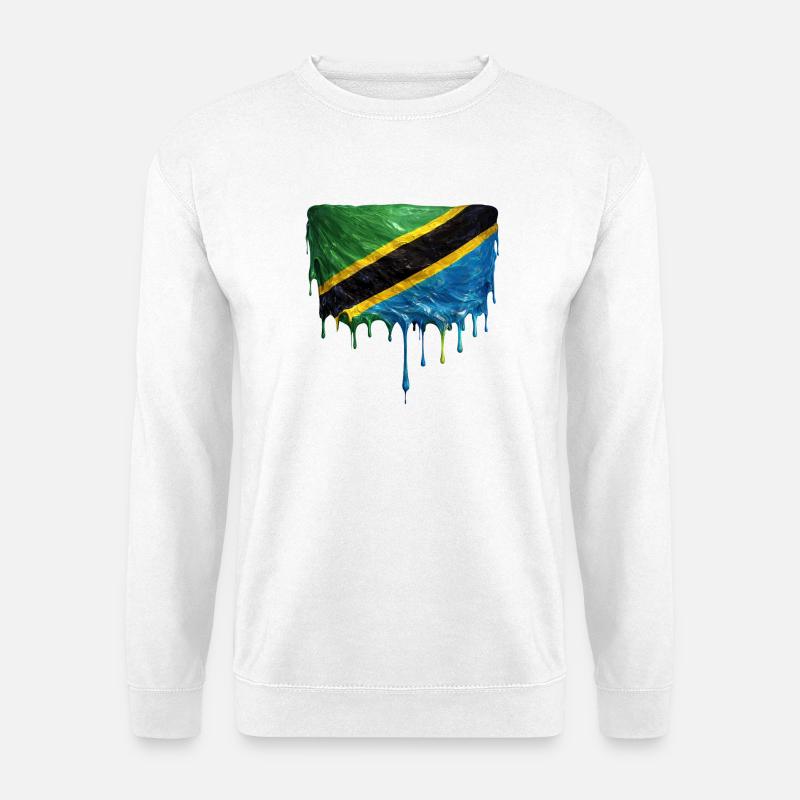 Tanzania Flag Tropfenkunst - Unisex Pullover - Weiß