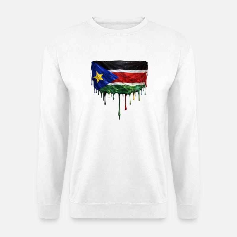 South Sudan Flagge Tropfenkunst - Unisex Pullover - Weiß