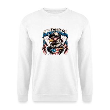 Patriotischer Adler mit Fahnen - Unisex Pullover - Weiß - Vorne