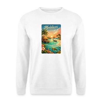 Motif de voyage au coucher du soleil sur la plage des Maldives - Sweat-shirt Unisexe - blanc - Devant