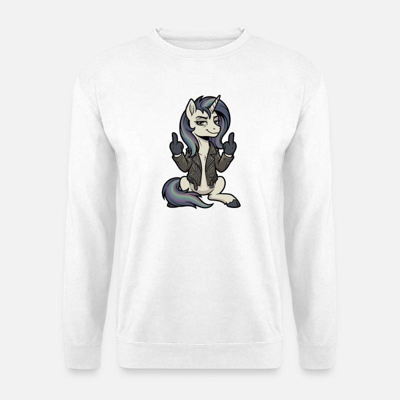 Einhorn Mittelfinger Lederjacke  - Unisex Pullover - Weiß