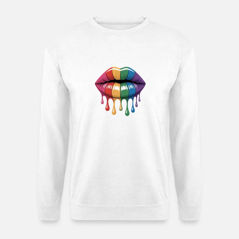 Rainbow Lips Drops lgbtqia+ - Unisex Sweatshirt - white