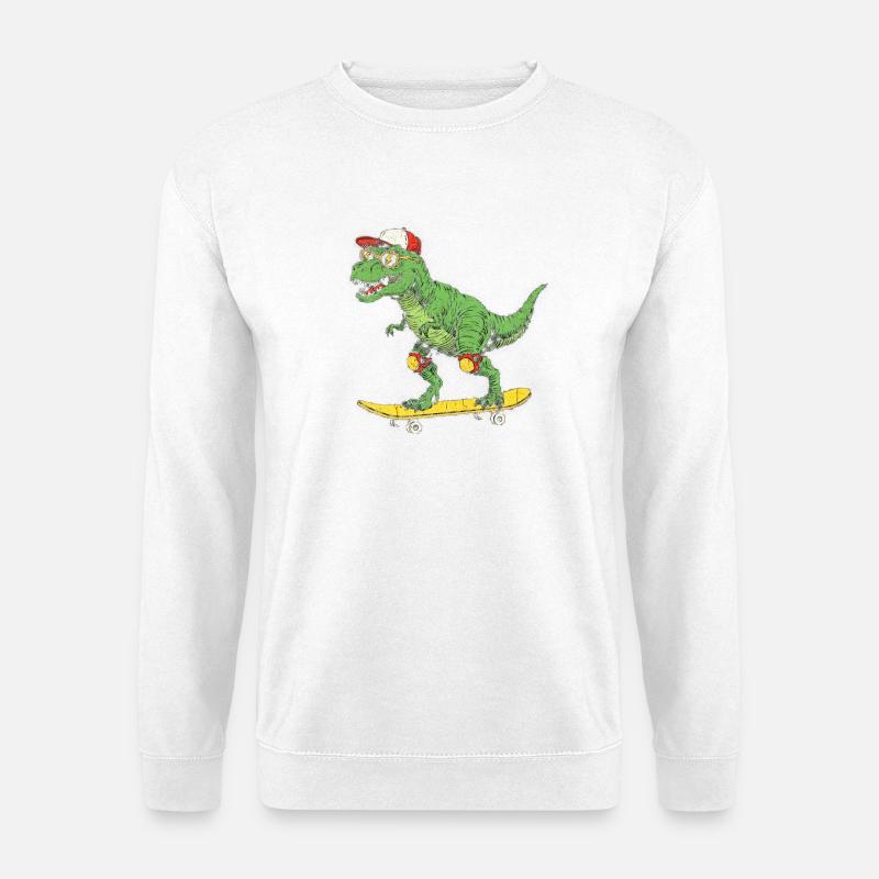 Dino Skateboarder Retro - Unisex Pullover - Weiß