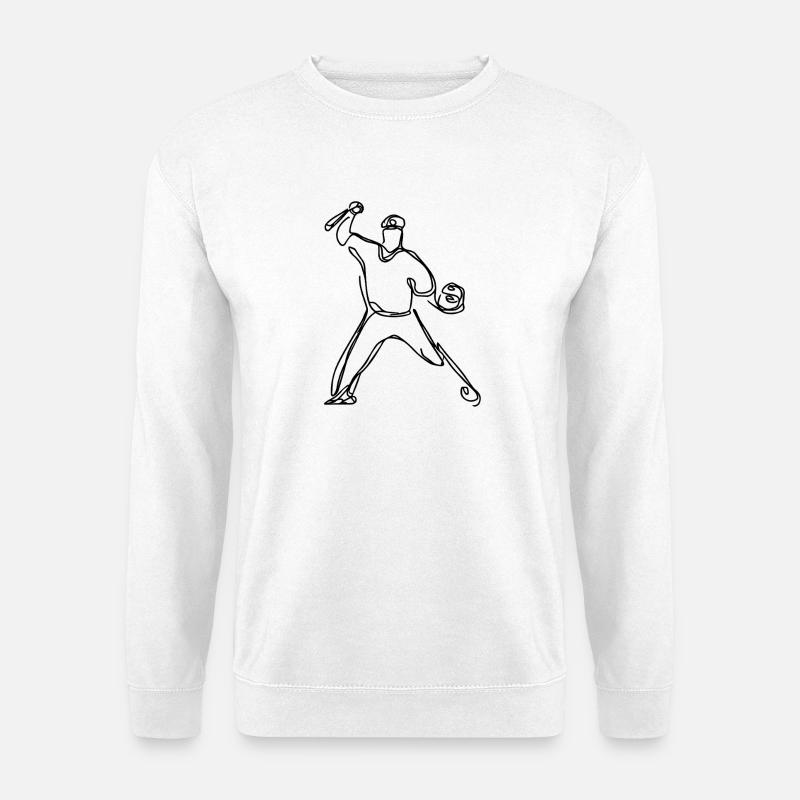 Baseballer Zeichnung - Unisex Pullover - Weiß