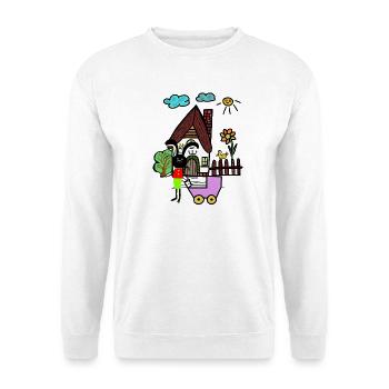 Hasen Mama Baby Kaninchen Kinder - Unisex Pullover - Weiß - Vorne
