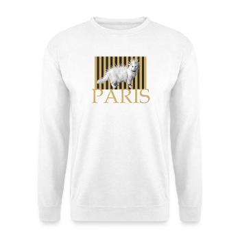 Paris Punk Katze Langhaar - Unisex Pullover - Weiß - Vorne - Alina (178cm) & Michal (187cm)