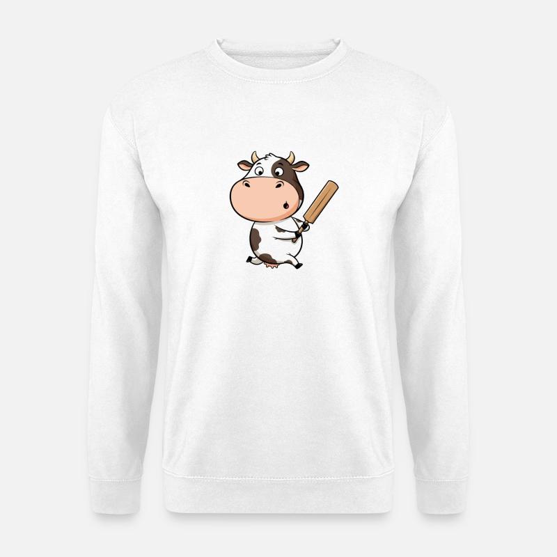 Sjov ko til cricket for børnefans - Unisex sweater - hvid