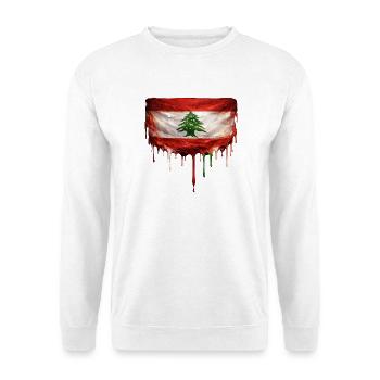 Libanesische Flagge mit tropfender Farbe - Unisex Pullover - Weiß - Vorne