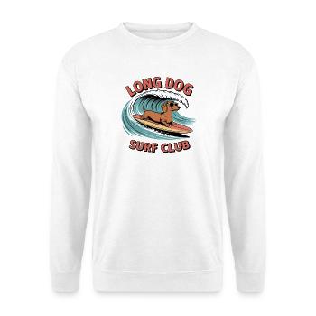 Un teckel surfe sur une planche – style rétro surf - Sweat-shirt Unisexe - blanc - Devant