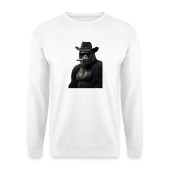 Gorille avec chapeau, lunettes de soleil et cigare - Sweat-shirt Unisexe - blanc - Devant