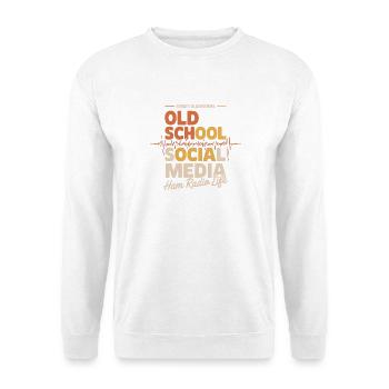 Altmodisches Social-Media-Amateurfunkleben - Unisex Pullover - Weiß - Vorne - Alina (178cm) & Michal (187cm)