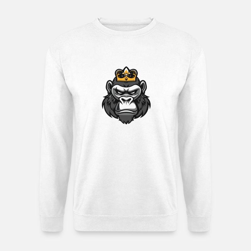 Gorilla Kopf Krone - Unisex Pullover - Weiß