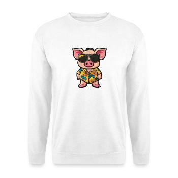 Schwein Comic Urlaub - Unisex Pullover - Weiß - Vorne