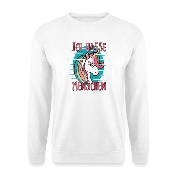 Ich Hasse Menschen Einhorn Sarkasmus - Unisex Pullover - Weiß - Vorne