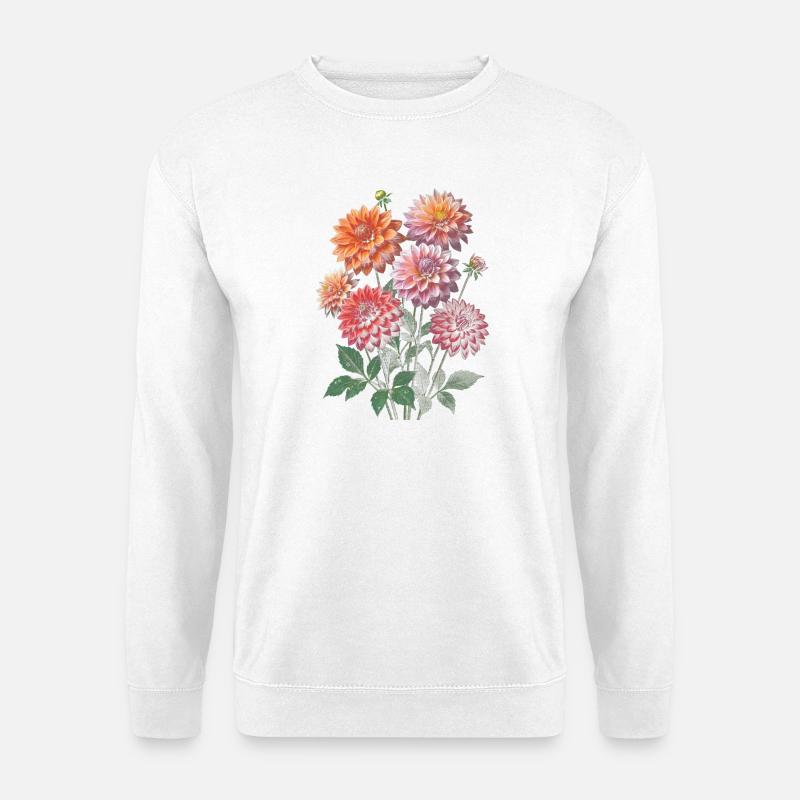 Bunte Dahlienblüten Kollektion - Unisex Pullover - Weiß