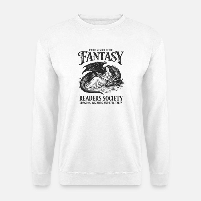 Fantasy Leserschaft Drachen und Magier - Unisex Pullover - Weiß