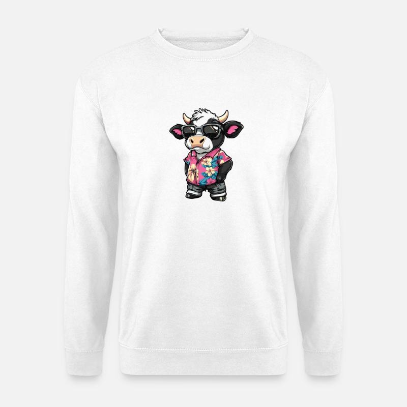 Kuh Comic Urlaub - Unisex Pullover - Weiß