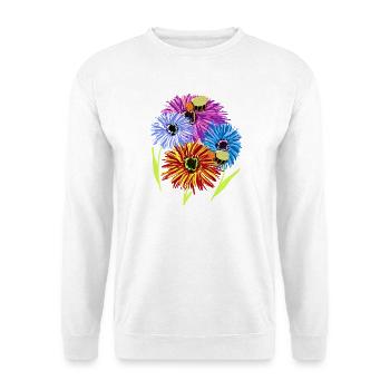 Fleurs d’été rétro abeilles - Sweat-shirt Unisexe - blanc - Devant