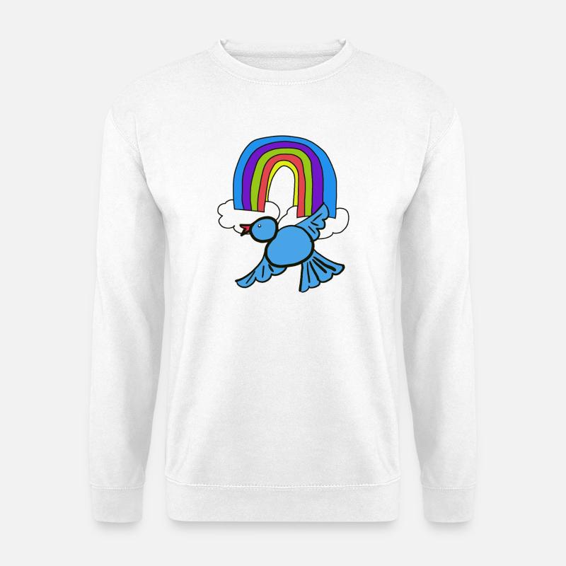 Rainbow Clouds Bird in the Sky - Unisex Sweatshirt - white