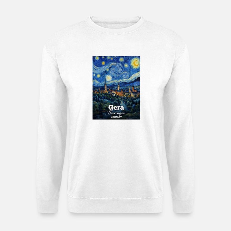 Gera, Thüringen, Tyskland: Stjerneklar nat - Unisex sweater - hvid