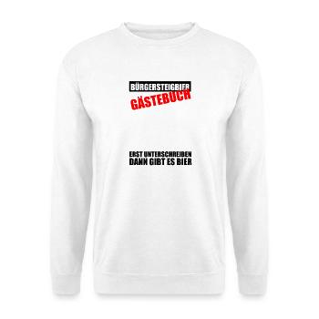 Gästebuch Bürgersteigbier Ortskontrollfahrt OKF - Unisex Pullover - Weiß - Vorne