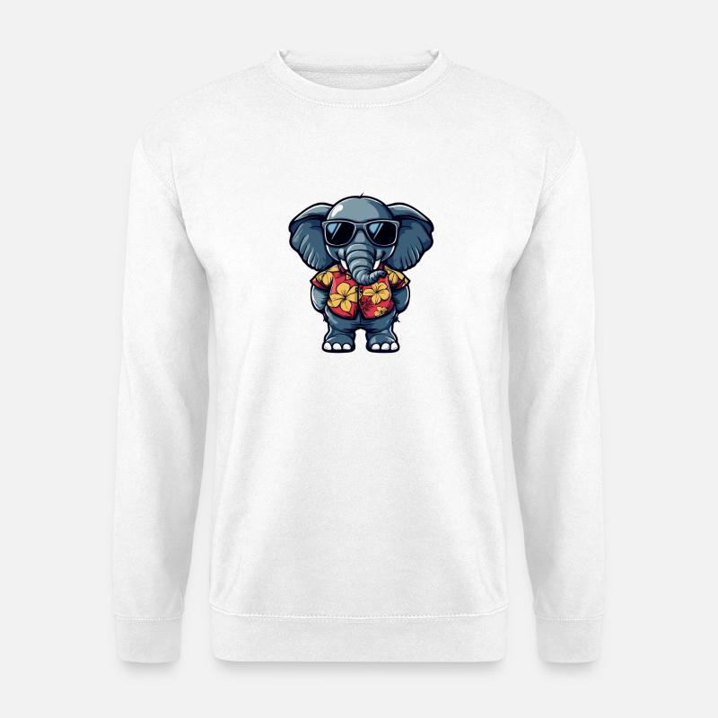 Elefant Comic Urlaub - Unisex Pullover - Weiß