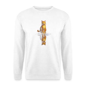Orangener Katzenkünstler am Wasserspiegel - Unisex Pullover - Weiß - Vorne