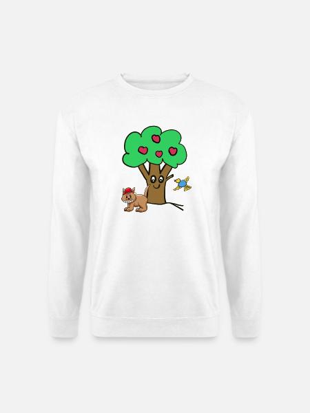 Apple Tree Cat Bird Kids Garden Nature - Unisex Sweatshirt - white
