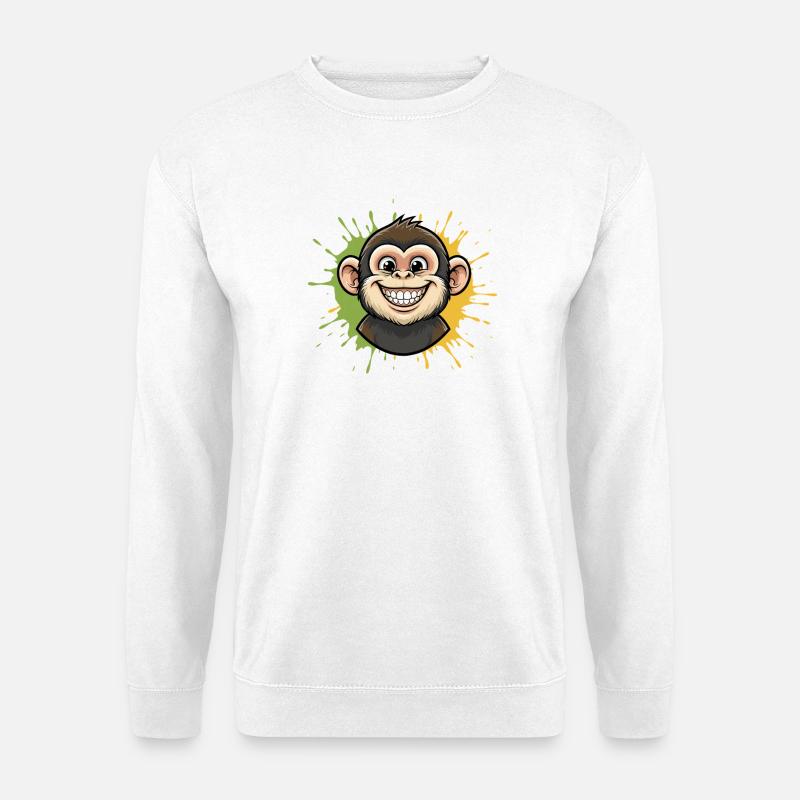 Kunterbunter Affen-Splash - Unisex Pullover - Weiß