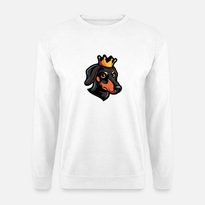 Dachshund Hund Dackel Krone - Unisex Pullover - Weiß
